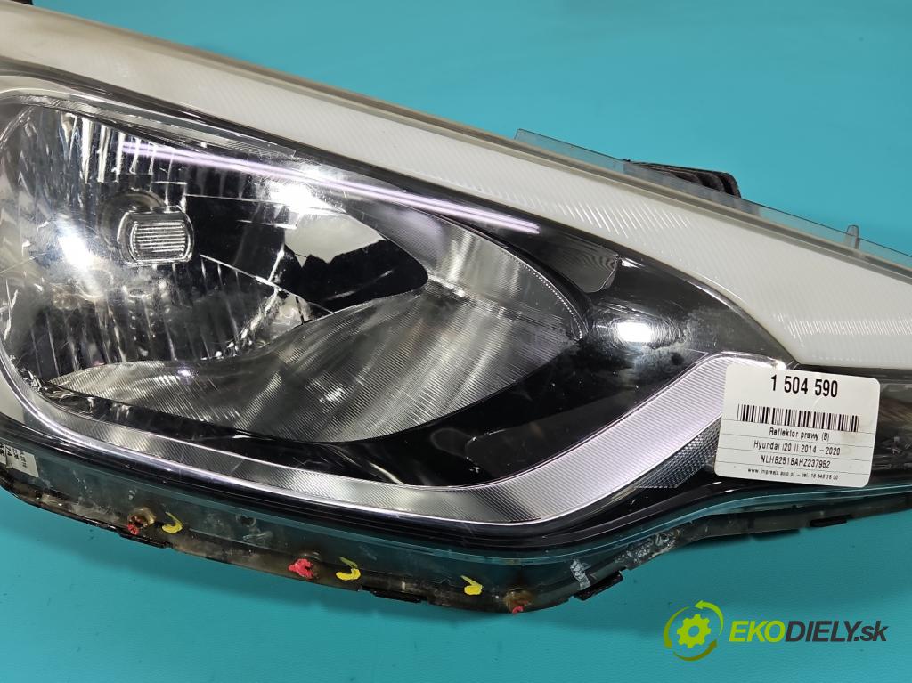 Hyundai i20 II 2014 -2020 1.2 16V 84KM manual 61.8 kW 1248 cm3 5- Reflektor: pravý 92102-C8000 (Svetlo predné pravé)