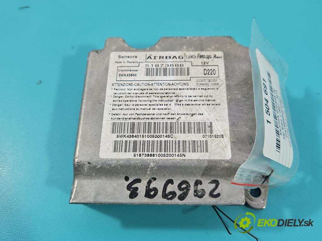 Fiat Bravo II 2007-2014 1.9 jtd 120 hp manual 88 kW 1910 cm3 5- řídící jednotka polštáře: 51873888