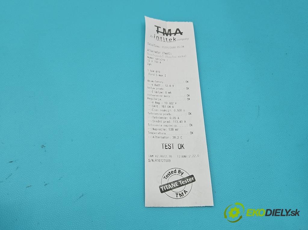 Ford S-max I 2006-2015 2.0 tdci 116 HP manual 85 kW 1997 cm3 5- Alternator 0121615009 (Alternátor)