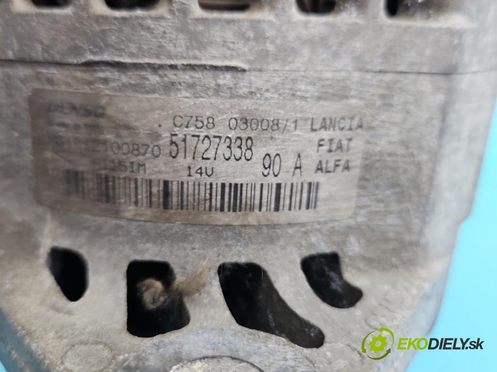 Fiat Bravo II 2007-2014 1.9 jtd 120 HP manual 88 kW 1910 cm3 5- Alternator 51727338 (Alternátor)
