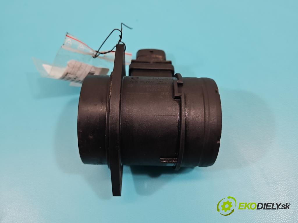 Fiat Bravo II 2007-2014 1.9 jtd 120 HP manual 88 kW 1910 cm3 5- průtokoměr: 0281002980 (Váha vzduchu)