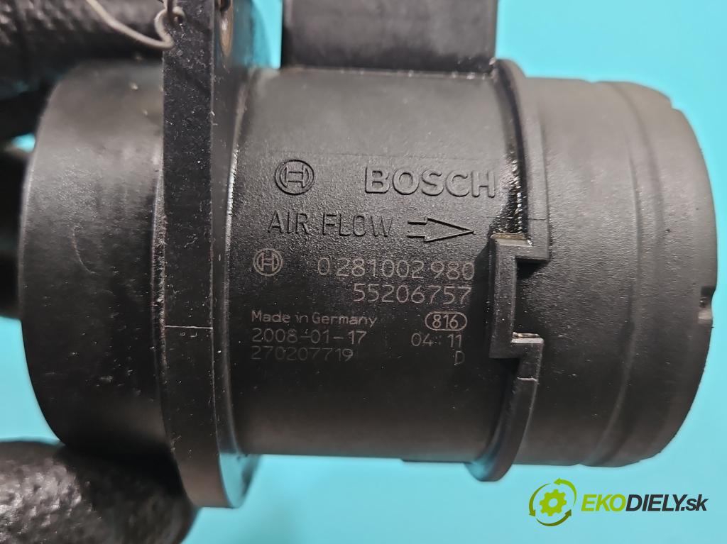 Fiat Bravo II 2007-2014 1.9 jtd 120 HP manual 88 kW 1910 cm3 5- průtokoměr: 0281002980 (Váha vzduchu)