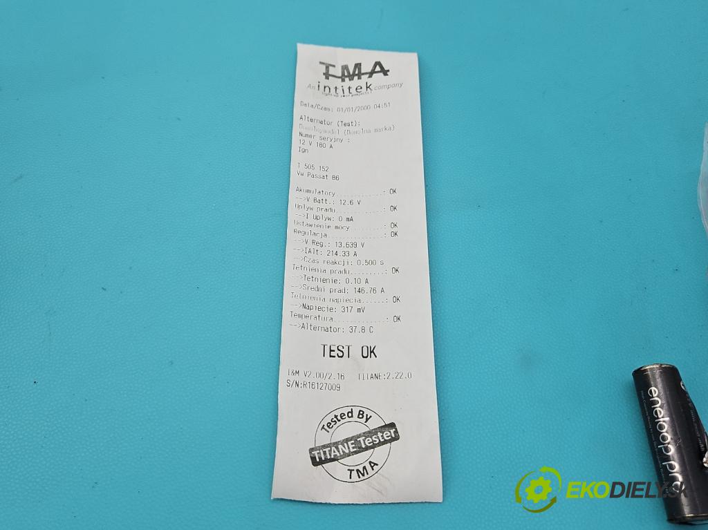 Vw Passat B6 2005-2010 2.0 tdi 170 HP automatic 125 kW 1968 cm3 5- Alternator  (Alternátor)