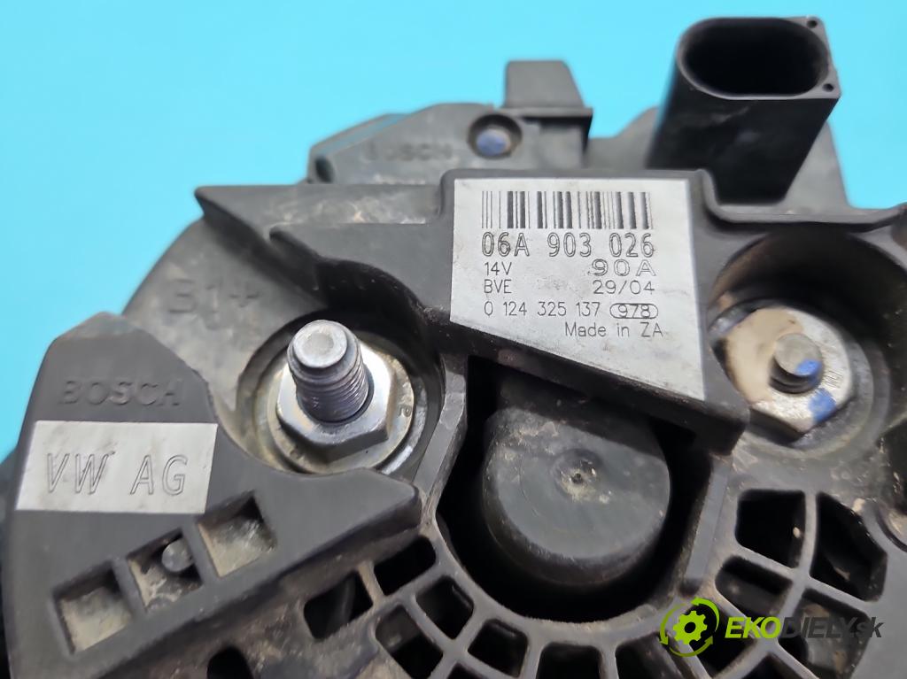 Seat Leon I 1999-2005 1.6 16V 105 HP manual 77 kW 1598 cm3 5- Alternator 06A903026 (Alternátor)