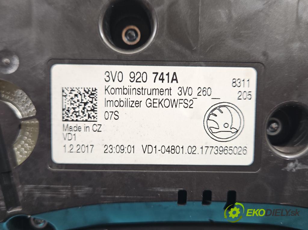 Skoda Superb III 2015-2024 2.0 tdi 190 HP automatic 140 kW 1968 cm3 5- prístrojovka/ budíky 3V0920741A (Prístrojová doska)