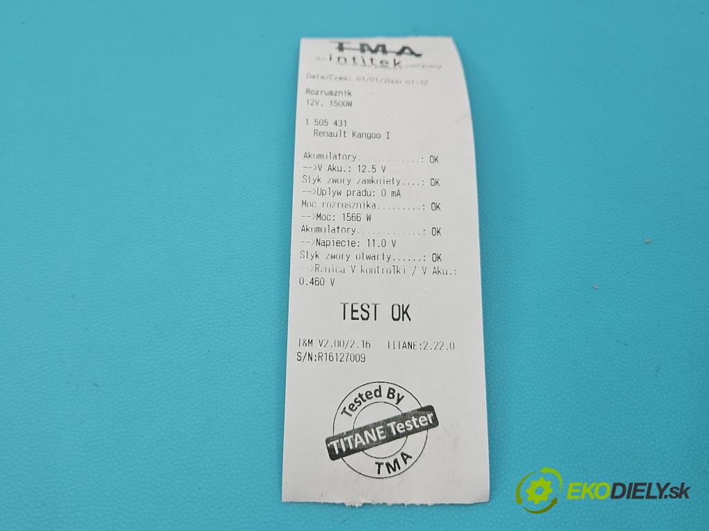 Renault Kangoo I 1998-2008 1.9 dci 80 hp manual 59 kW 1870 cm3 5- startér: M001T85781 (Startér)