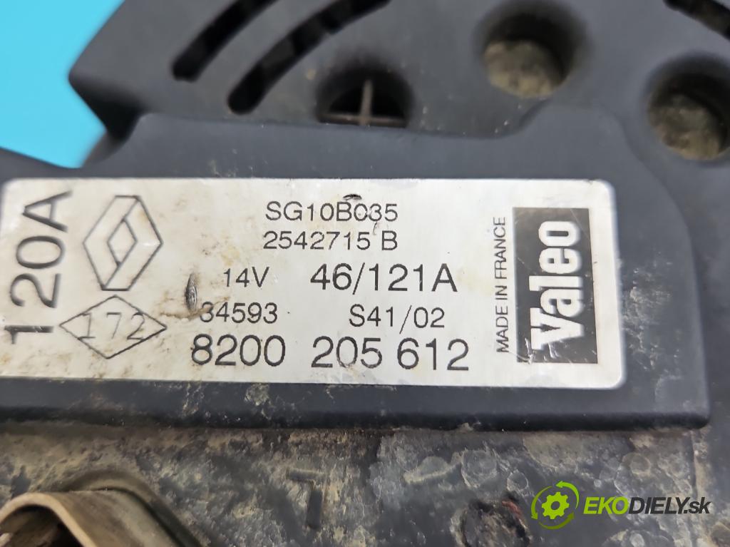 Renault Kangoo I 1998-2008 1.9 dci 80 HP manual 59 kW 1870 cm3 5- Alternator 8200205612 (Alternátor)
