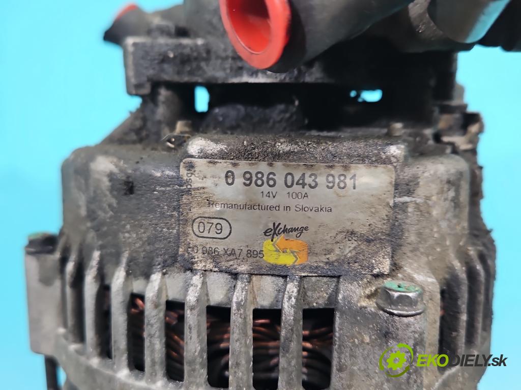 Honda Civic VII 2000-2006 1.7 ctdi: 101 HP manual 74 kW 1686 cm3 5- Alternator 0986043981 (Alternátor)