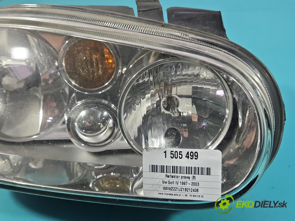 Vw Golf IV 1997-2003 1.4 16V 75 HP manual 55 kW 1390 cm3 5- Reflektor: pravý 1J1941016B (Svetlo predné pravé)