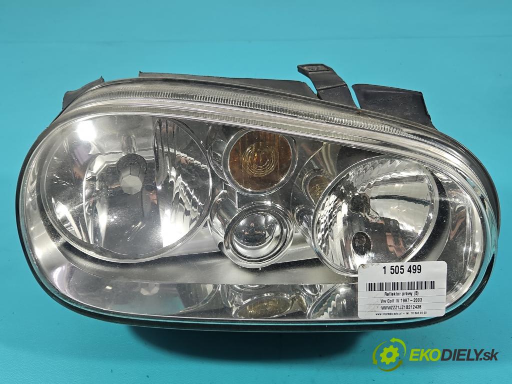 Vw Golf IV 1997-2003 1.4 16V 75 HP manual 55 kW 1390 cm3 5- Reflektor: pravý 1J1941016B (Svetlo predné pravé)