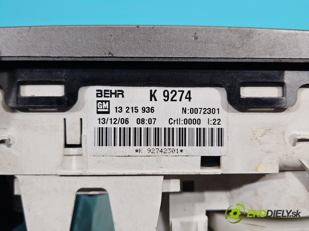 Opel Meriva A 2002-2010 1.6 16V 105 hp manual 77 kW 1598 cm3 5- palubní deska panel topení 13215936