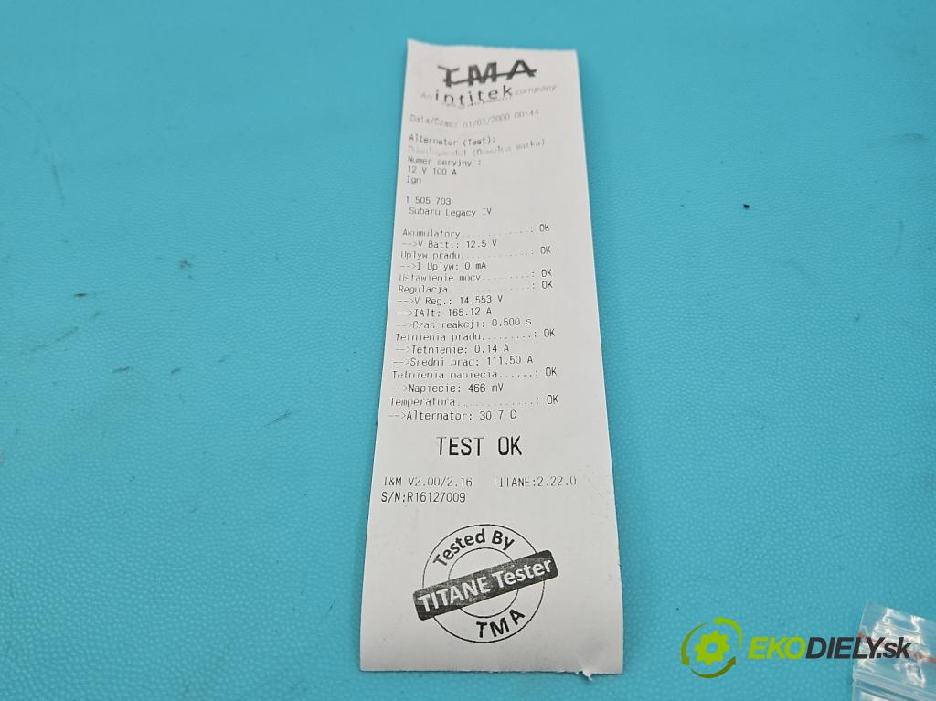 Subaru Legacy IV 2004-2009 2.0 boxer 165 HP automatic 121 kW 1994 cm3 5- Alternator 23700-AA521 (Alternátor)