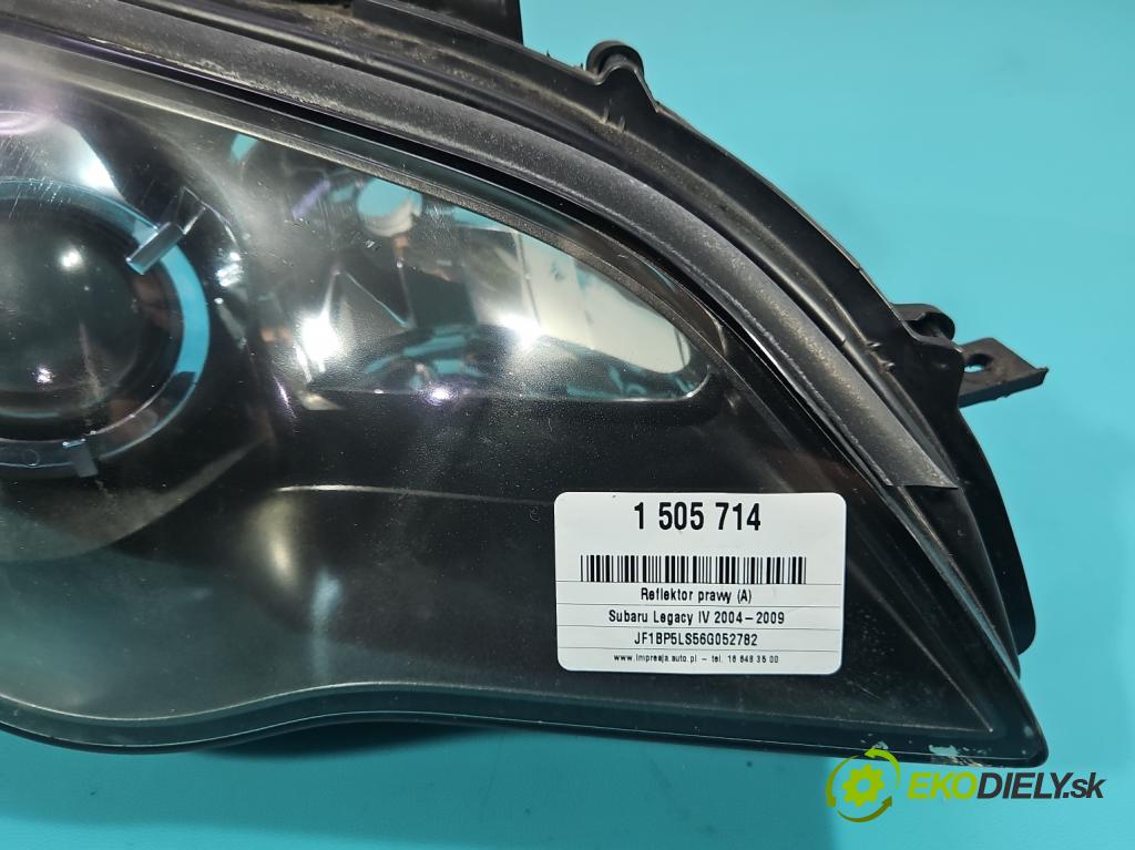 Subaru Legacy IV 2004-2009 2.0 boxer 165 HP automatic 121 kW 1994 cm3 5- Reflektor: pravý 100-20794 (Svetlo predné pravé)