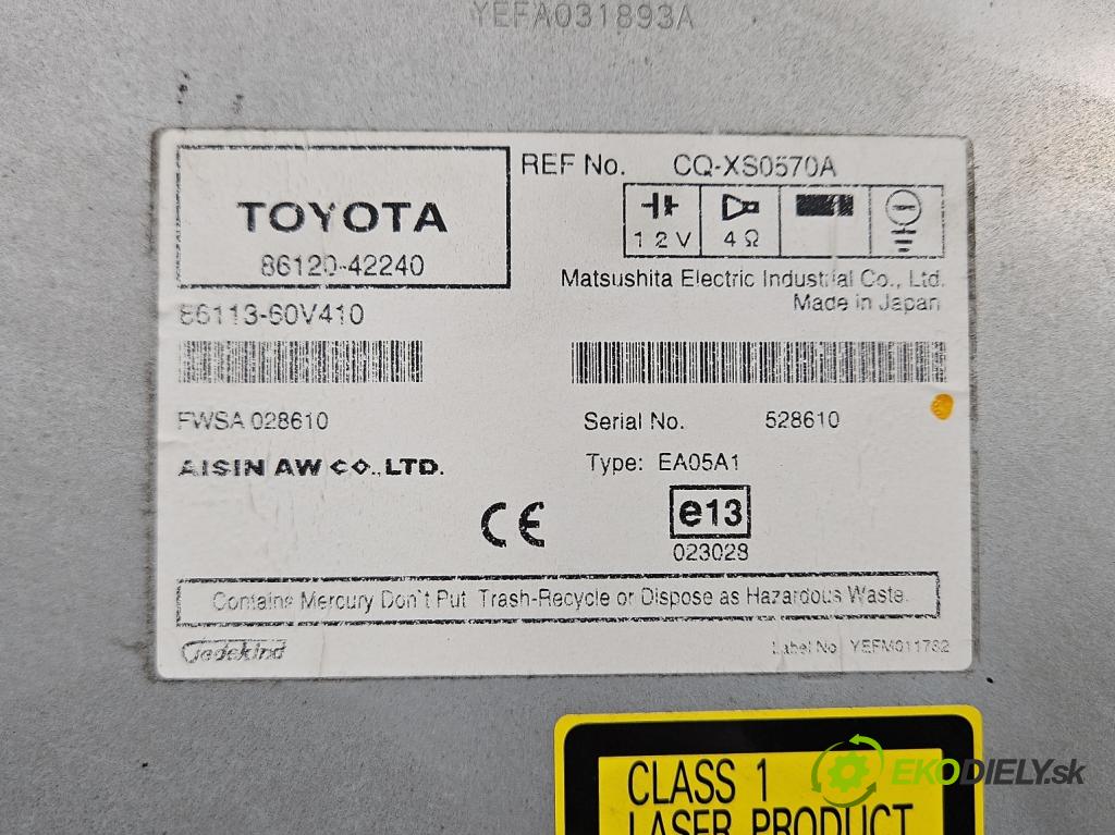 Toyota Rav4 III 2005-2012 2.2 D4D 136 HP manual 100 kW 2231 cm3 5- Radio originál 86120-42240