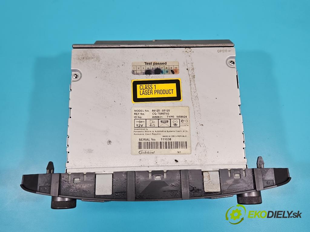 Toyota Avensis II T25 2003-2008 2.2 D-CAT 177 HP manual 130 kW 2231 cm3 5- Radio originál 86120-05120