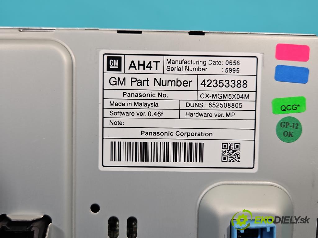 Opel Mokka A 2012-2019 1.4 T 140 HP manual 103 kW 1364 cm3 5- Zobrazit: 42353388 (Prístrojová doska)