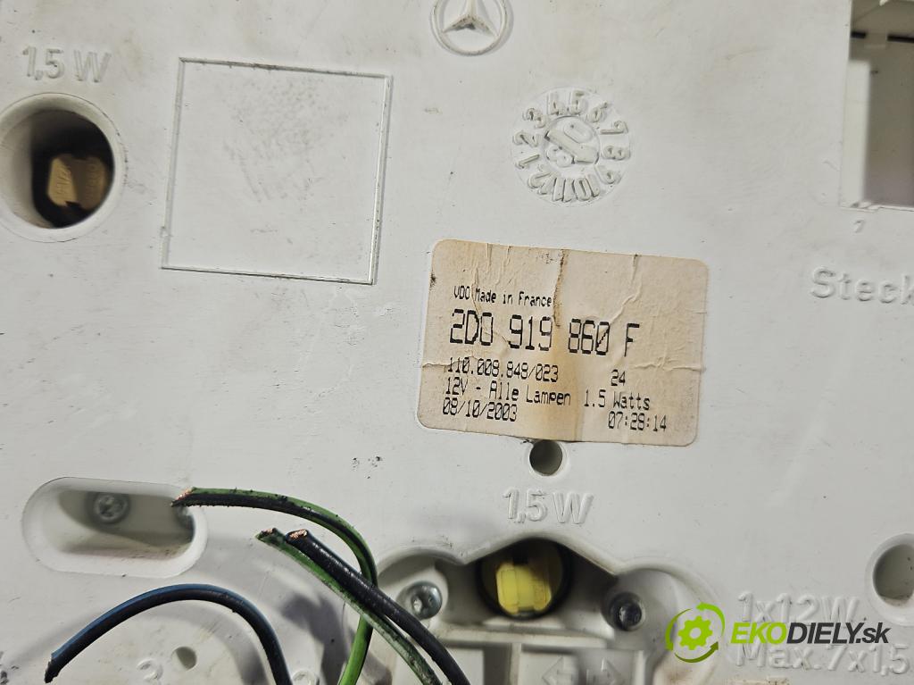 Vw LT II 1996-2006 2.5 TDI 95 HP manual 70 kW 2461 cm3 5- prístrojovka/ budíky 2D0919860F (Prístrojová doska)