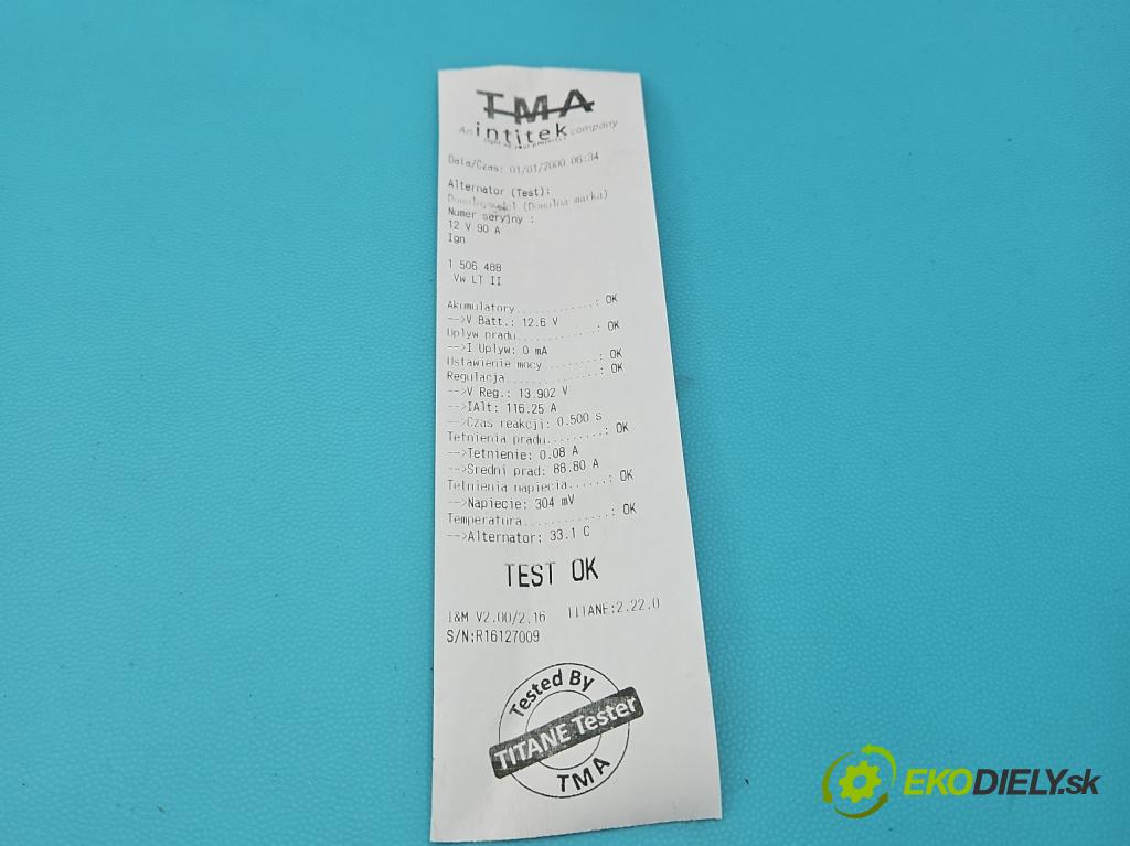 Vw LT II 1996-2006 2.5 TDI 95 HP manual 70 kW 2461 cm3 5- Alternator 074903025K (Alternátor)