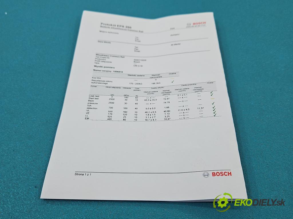 Vw Crafter 2006-2016 2.5 tdi 109 HP manual 80 kW 2461 cm3 4- vstrek 0445115029 (Vstrekovač paliva)