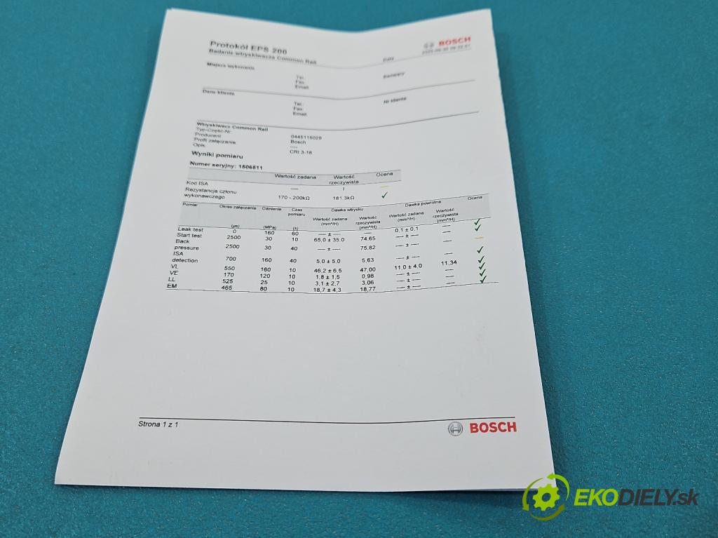 Vw Crafter 2006-2016 2.5 tdi 109 HP manual 80 kW 2461 cm3 4- vstrek 0445115029 (Vstrekovač paliva)