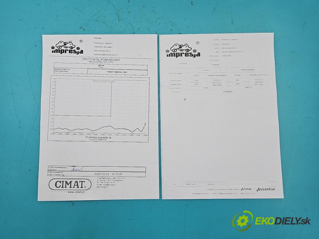 Mazda 3 I BK 2003-2009 1.6 citd 109 HP manual 80 kW 1560 cm3 5- turbodúchadlo, turbo repasovaná 753420-4