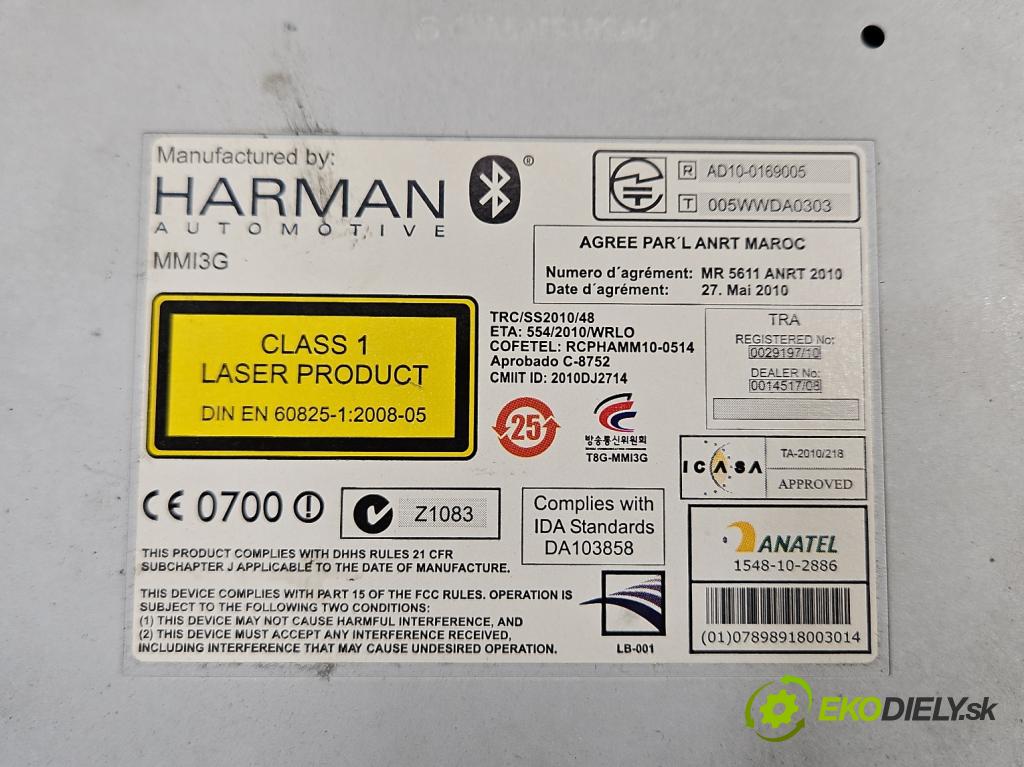 Audi A6 C7 2011-2018 3.0 tdi 204 HP automatic 150 kW 2967 cm3 4- Radio originál 4G0035666G