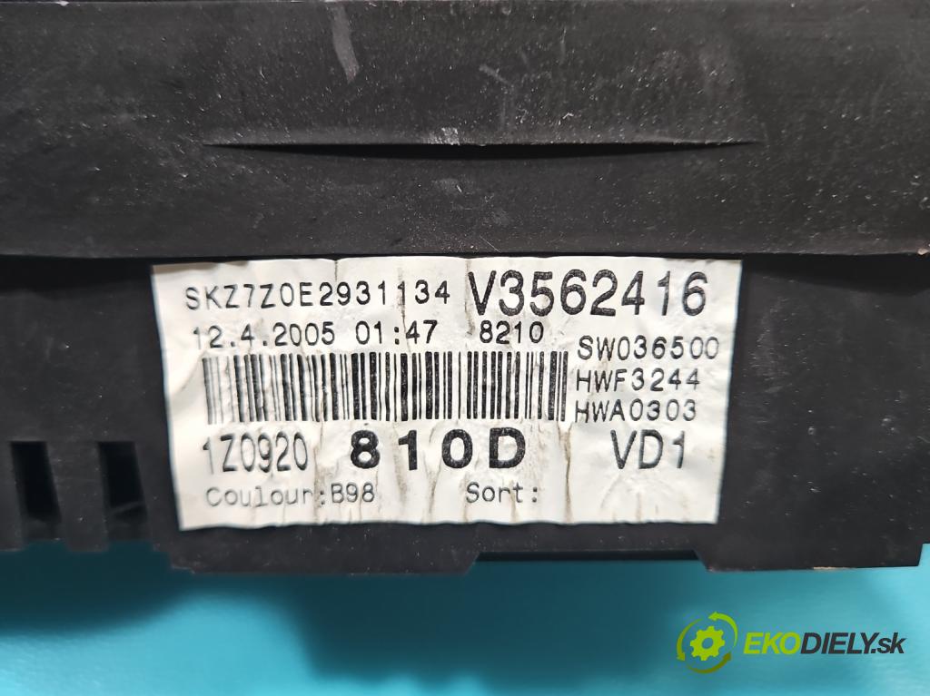 Skoda Octavia II 2004-2013 1.9 tdi 105 HP manual 77 kW 1896 cm3 5- prístrojovka/ budíky 1Z0920810D (Prístrojová doska)