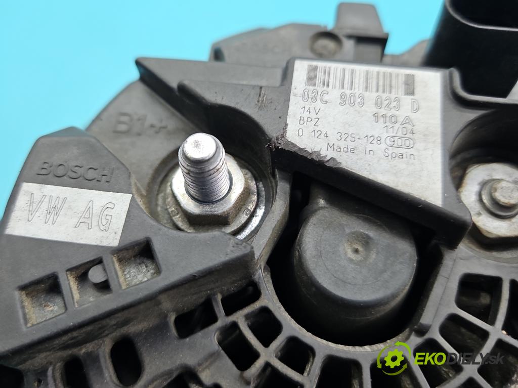 Audi A3 8P 2003-2012 1.6 FSI 116 HP manual 85 kW 1598 cm3 3- Alternator 03C903023D (Alternátor)