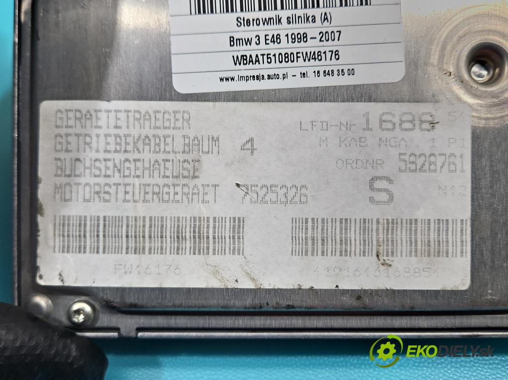 Bmw 3 E46 1998-2007 1.8 116 HP manual 85 kW 1796 cm3 3- riadiaca jednotka motora 0261209007
