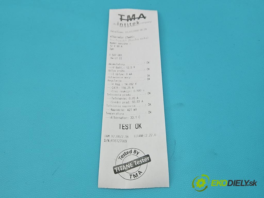 Vw LT II 1996-2006 2.5 tdi 95 HP manual 70 kW 2461 cm3 5- Alternator 074903025K (Alternátor)