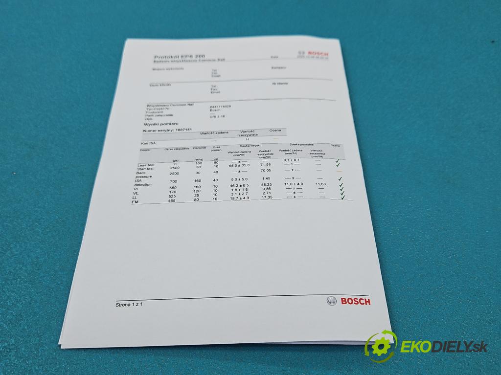 Vw Crafter 2006-2016 2.5 tdi 136 HP manual 100 kW 2461 cm3 4- vstrek 0445115029 (Vstrekovač paliva)