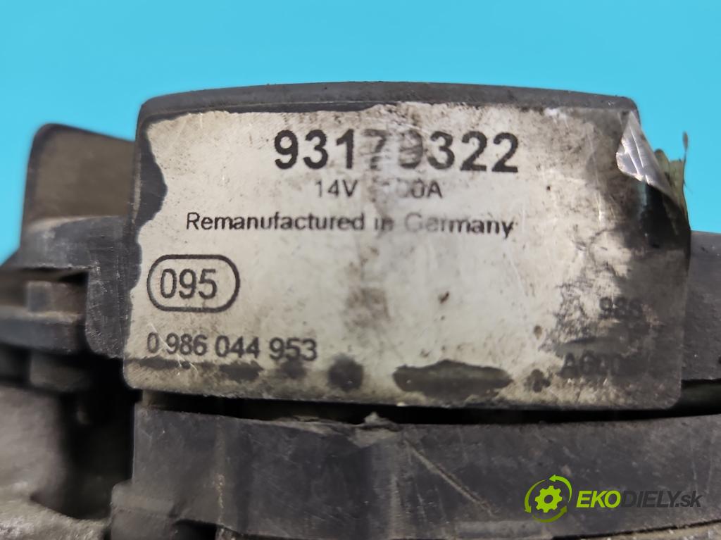 Opel Vectra C 2002-2008 2.2 16V 147 HP manual 108 kW 2198 cm3 5- Alternator 93179322 (Alternátor)