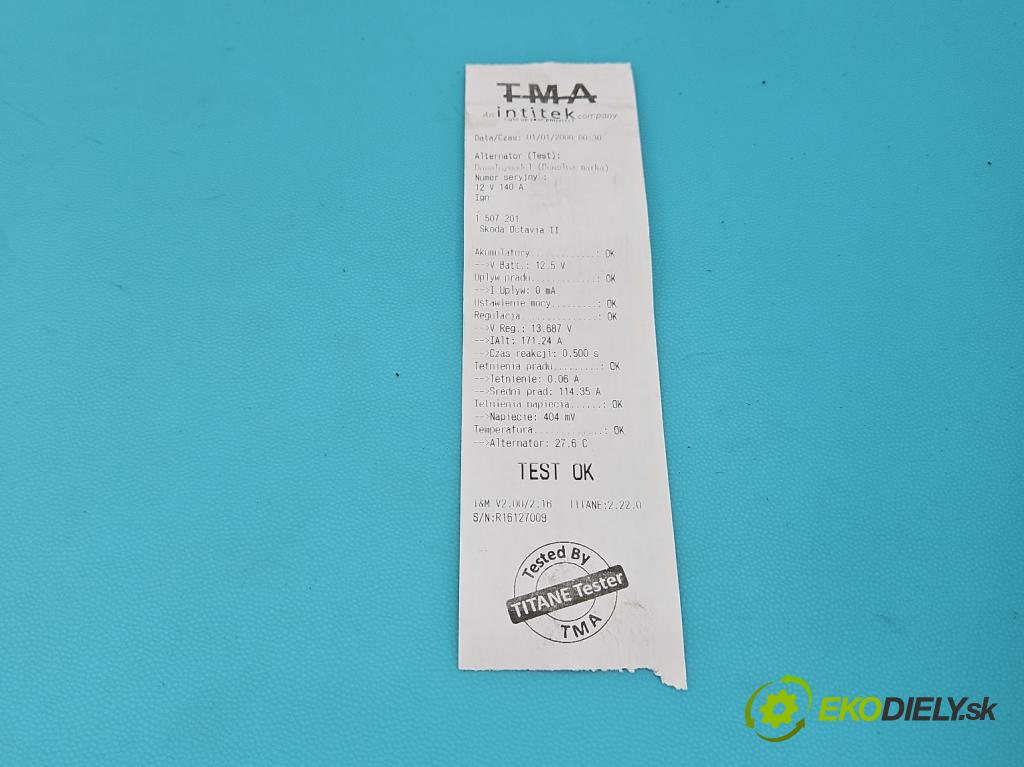 Skoda Octavia II 2004-2013 1.9 tdi 105 HP manual 77 kW 1896 cm3 5- Alternator 06F903023F (Alternátor)