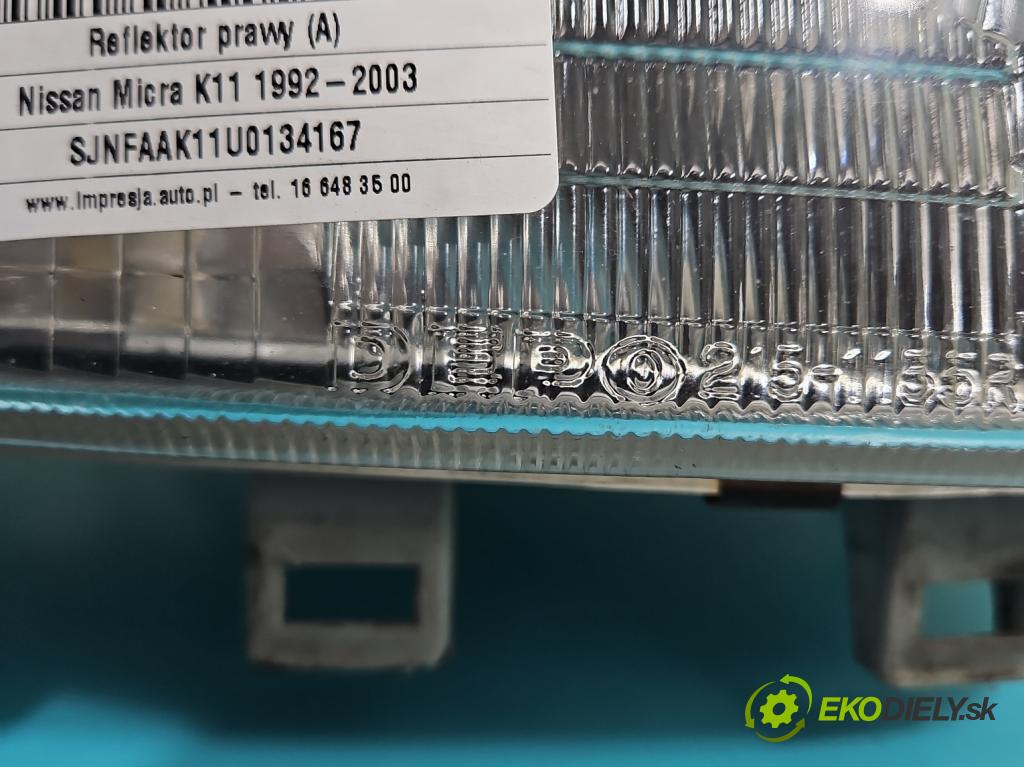 Nissan Micra K11 1992-2003 1.0 16V 60 HP manual 44 kW 998 cm3 5- Reflektor: pravý  (Svetlo predné pravé)