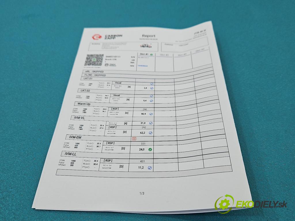 Alfa romeo 156 1.9 JTD 140 HP manual 103 kW 1910 cm3 5- vstrek 0445110111 (Vstrekovač paliva)