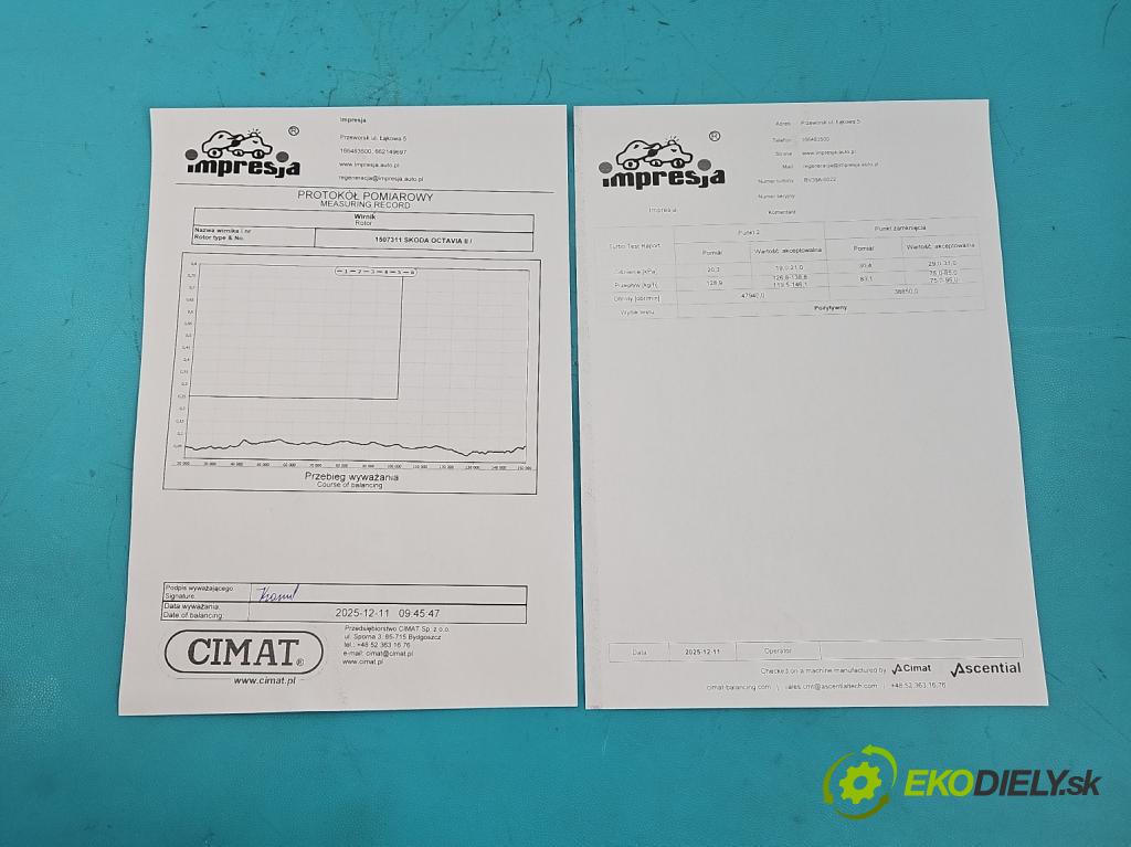 Skoda Octavia II 2004-2013 1.9 tdi 105 HP manual 77 kW 1896 cm3 5- turbodúchadlo, turbo repasovaná BV39A-0022