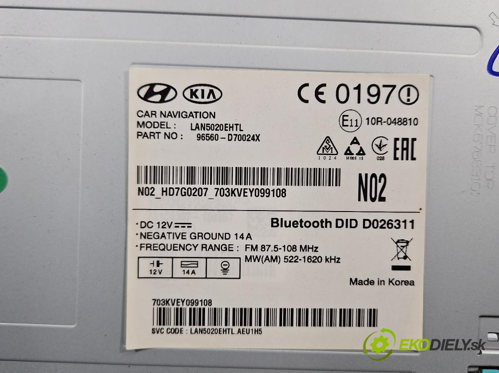 Hyundai Tucson III 2015-2020 1.6 GDI 132  HP manual 97 kW 1591 cm3 5- Radio originál 96560-D70024X