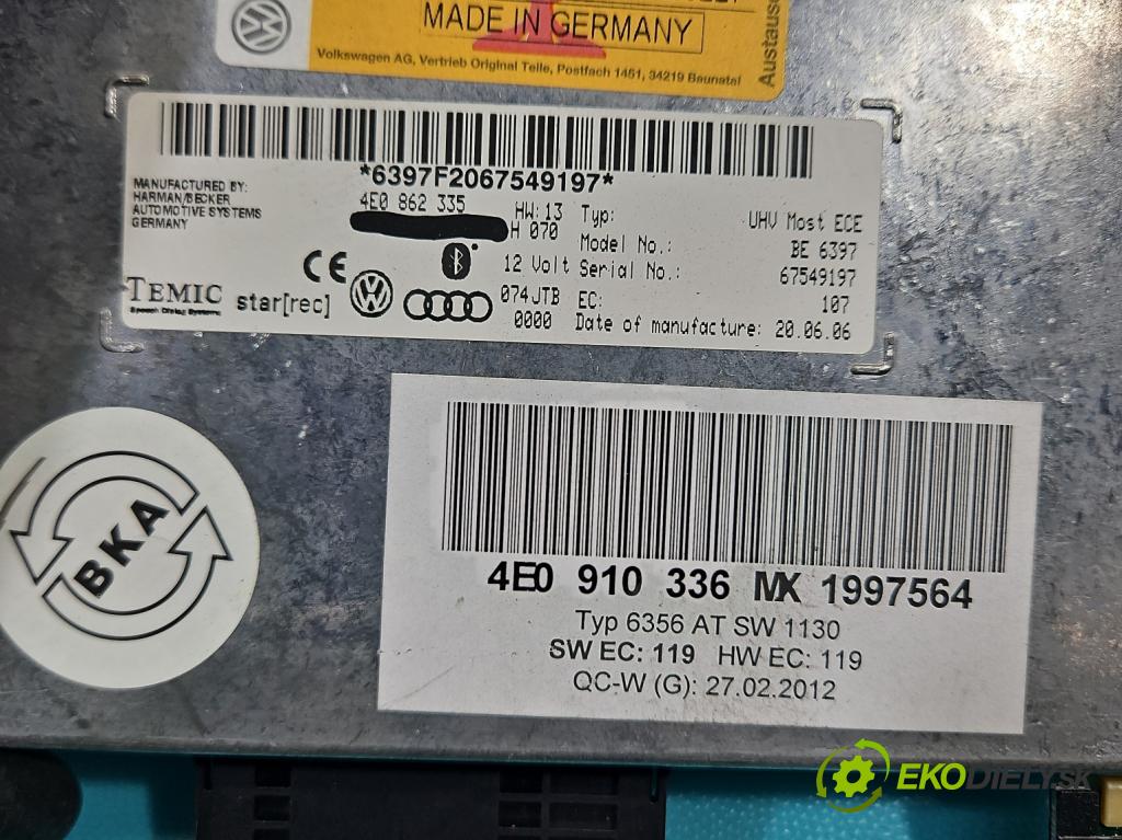 Audi A8 D3 2002-2009 3.0 tdi 232KM automatic 171 kW 2967 cm3 4- riadiaca jednotka ostatné 4E0862335