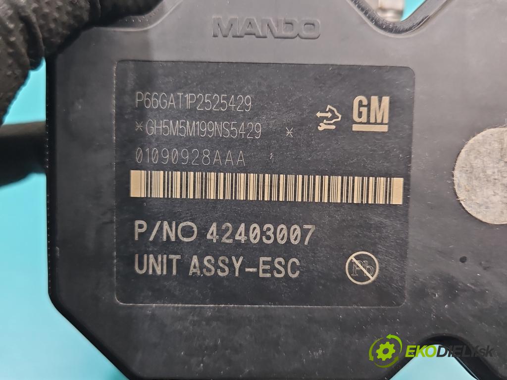 Opel Mokka A 2012-2019 1.4 T 140 hp manual 103 kW 1364 cm3 5- čerpadlo abs 42403007 (Pumpa ABS)