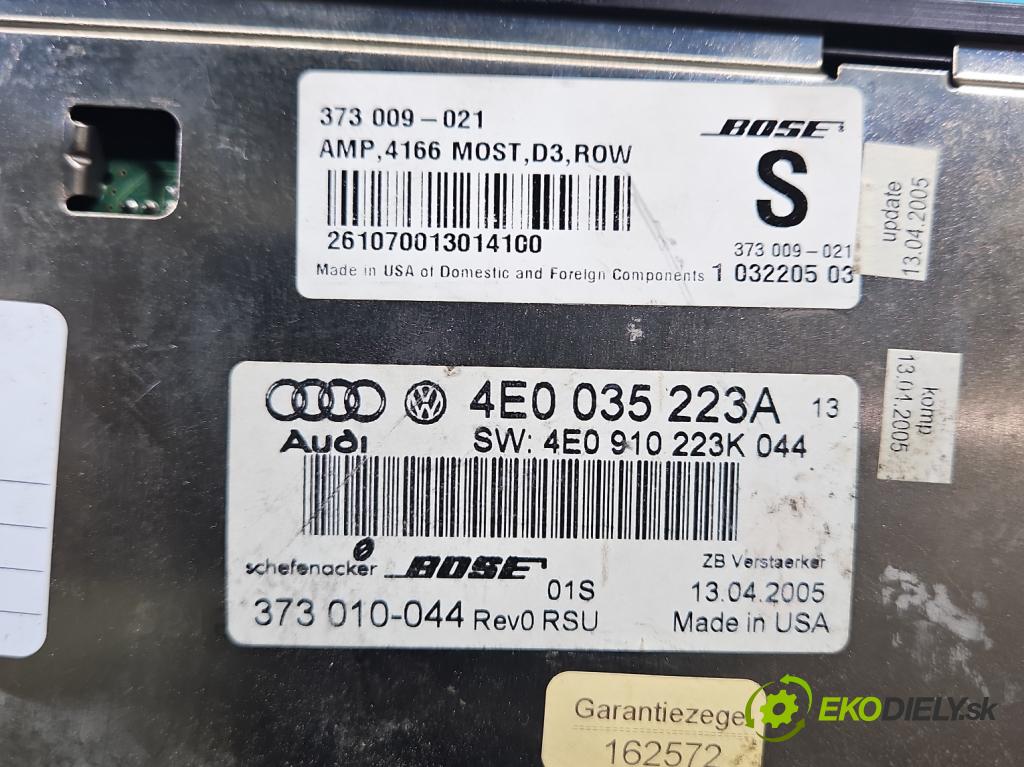 Audi A8 D3 2002-2009 3.0 tdi 232KM automatic 171 kW 2967 cm3 4- Zesilovač: 4E0035223A (Zosilňovač)