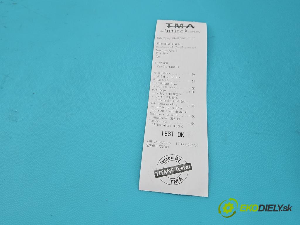 Kia Sportage II 2004-2010 2.0 16V 141 HP manual 104 kW 1975 cm3 5- Alternator 37300-22650 (Alternátor)