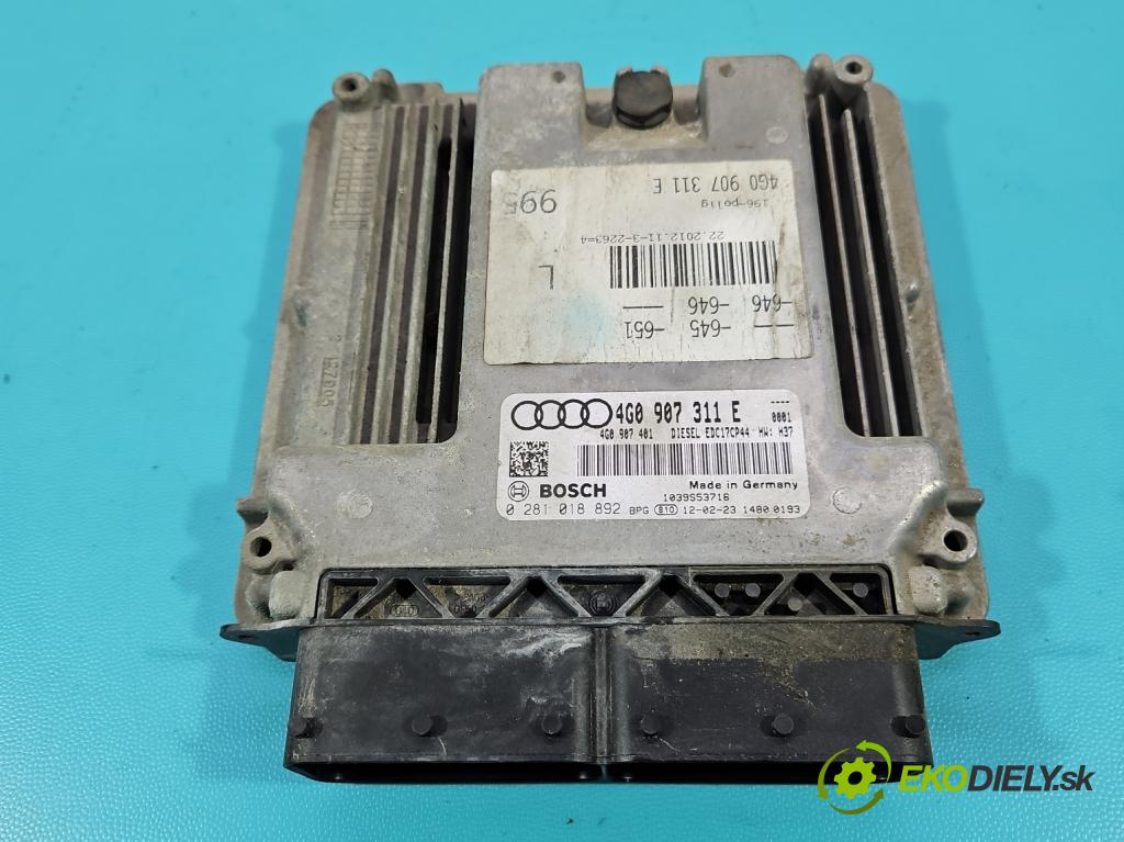 Audi A6 C7 2011-2018 3.0 tdi 204 HP automatic 150 kW 2967 cm3 4- riadiaca jednotka motora 4G0907311E