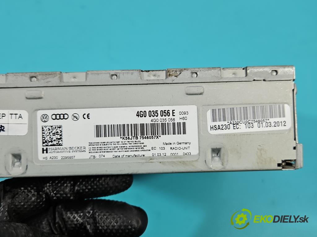 Audi A6 C7 2011-2018 3.0 tdi 204 HP automatic 150 kW 2967 cm3 4- Radio originál 4G0035056E