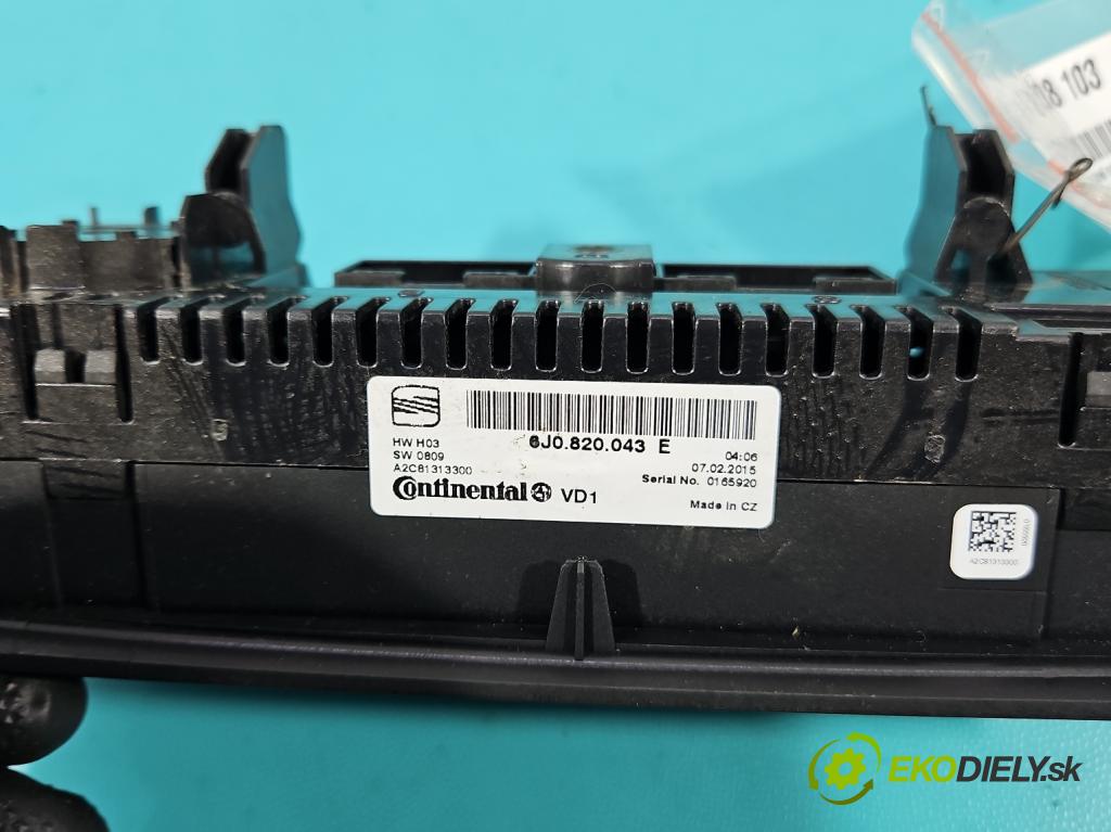 Seat Ibiza IV 6J 2008-2017 1.6 tdi 105 hp manual 77 kW 1598 cm3 5- palubní deska panel topení 6J0820043E