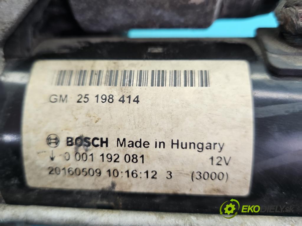 Opel Mokka A 2012-2019 1.4 T 140 HP manual 103 kW 1364 cm3 5- štartér 0001192081 (Štartér)