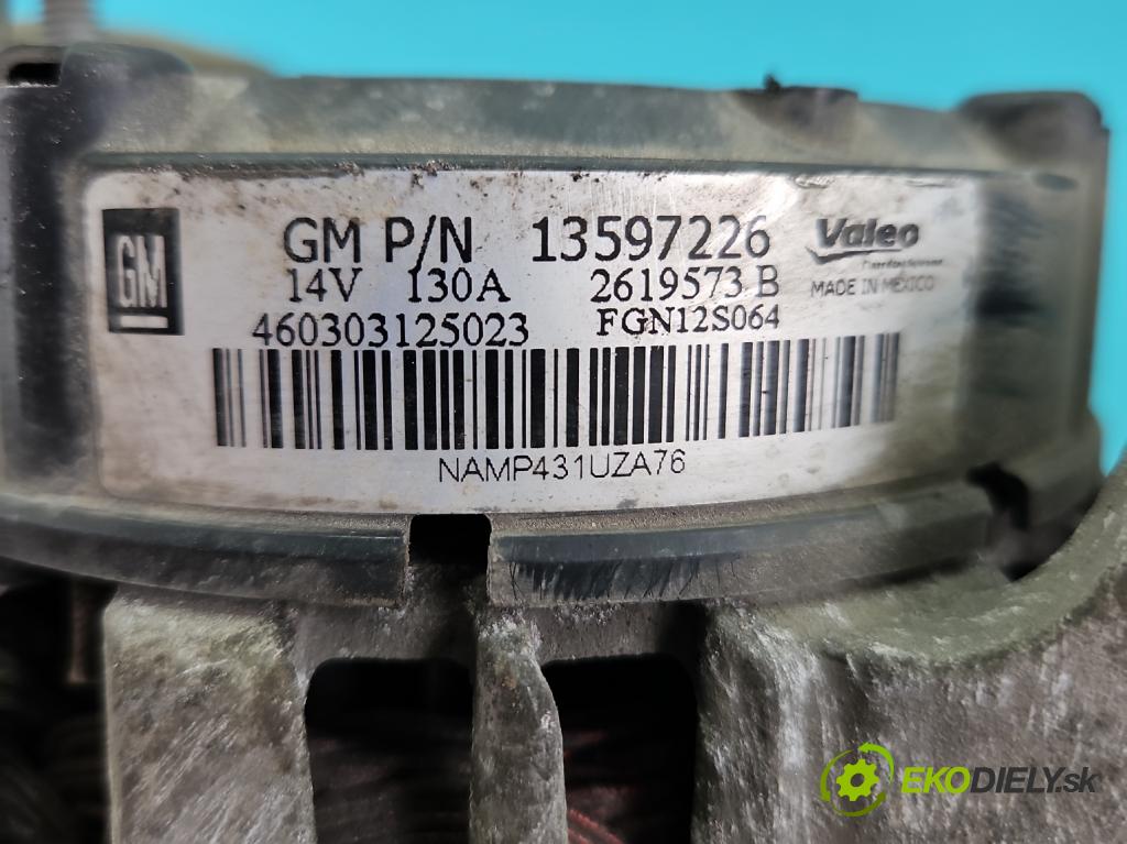 Opel Mokka A 2012-2019 1.4 T 140 HP manual 103 kW 1364 cm3 5- Alternator 13597226 (Alternátor)