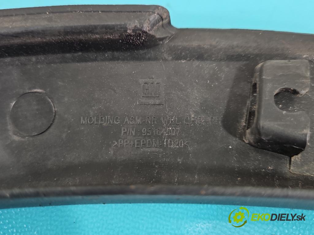 Opel Mokka A 2012-2019 1.4 T 140 hp manual 103 kW 1364 cm3 5- lišta blatník: zadní pravé 95164507 (Lišta)
