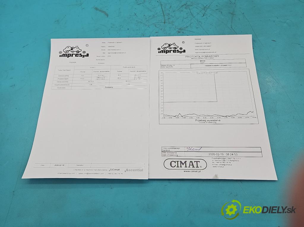 Subaru Legacy V 2009-2014 2.0 D boxer 150 hp manual 110 kW 1998 cm3 5- Turbodmychadlo repasováno VF55