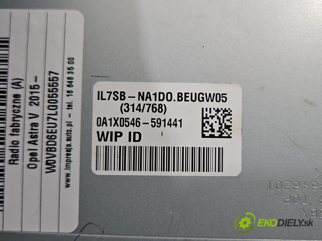 Opel Astra V  2015-2022 1.5 cdti 105 HP manual 77 kW 1496 cm3 5- Radio originál 84809908