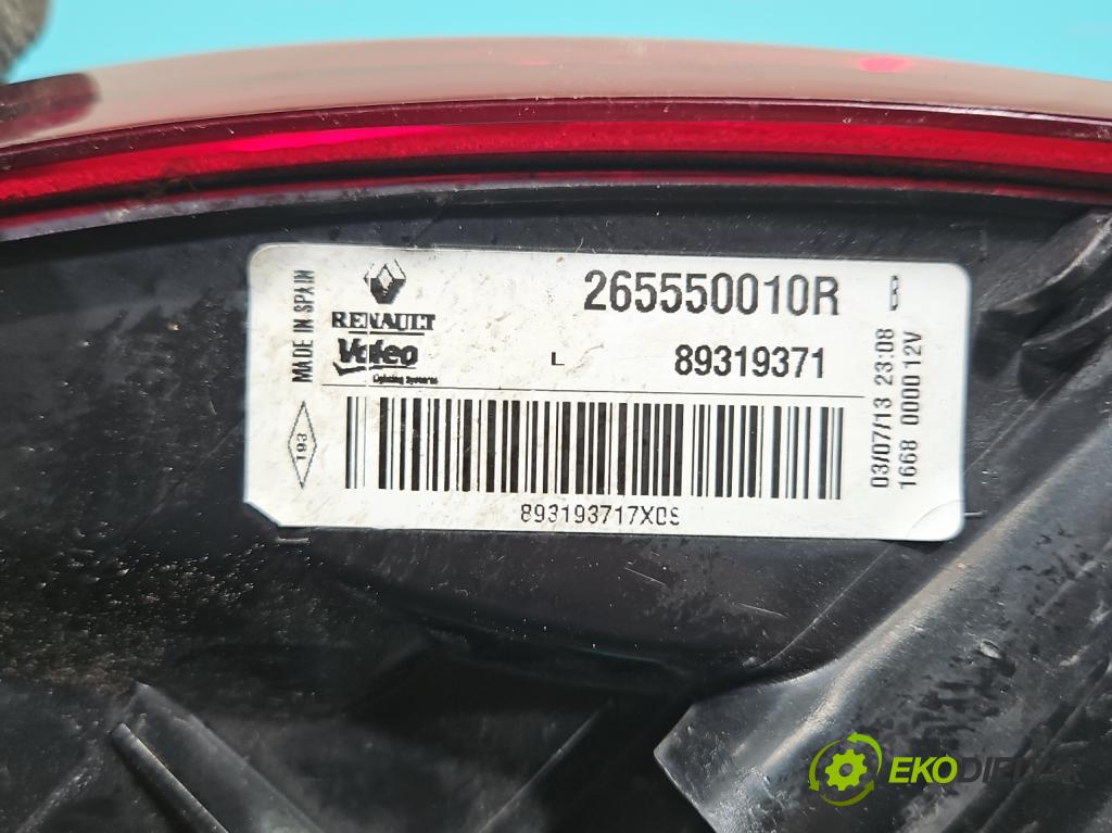 Renault Megane III 2008-2016 1.5 dci 110 hp manual 81 kW 1461 cm3 5- světlo zadní levé 265550010R (Klika dveří ostatní)